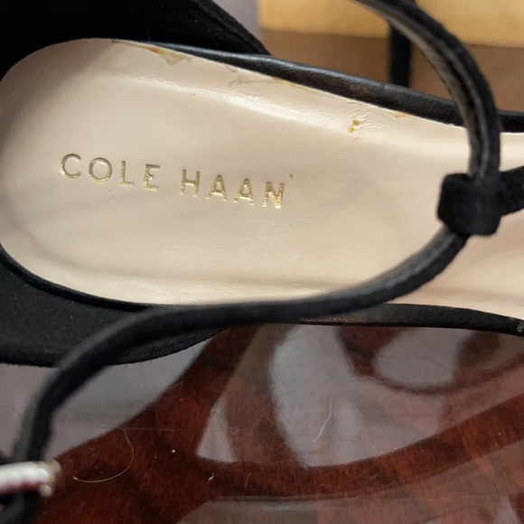 Cole Haan Suede T-Strap MaryJane Zip-Back Heels - Black - 9M US - Picture 5 of 7